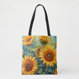 Warm Sunshine Flower Tote Bag Tygkasse