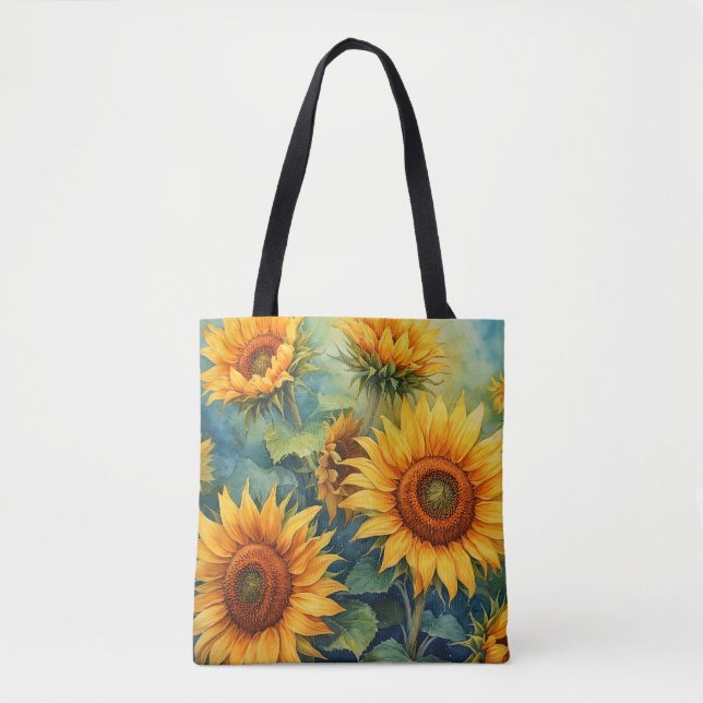 Warm Sunshine Flower Tote Bag Tygkasse (Framsida)