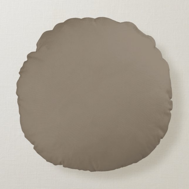 Warm Taupe Solid Throw Pillow - Round Rund Kudde (Framsidan)