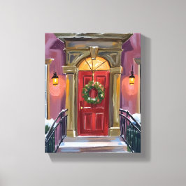 Warm Welcome | Christmas Red Wreath Cozy Painting Canvastryck