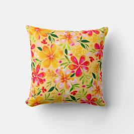 Warm Wendy Watercolor Blommigt-Gult Kudde