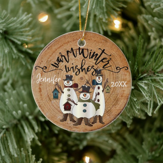 Warm Winter Önskemål - Snögubbar Julgransprydnad Keramik (Träd)