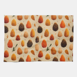 Warm Winter Pinecones Mönster Kökshandduk