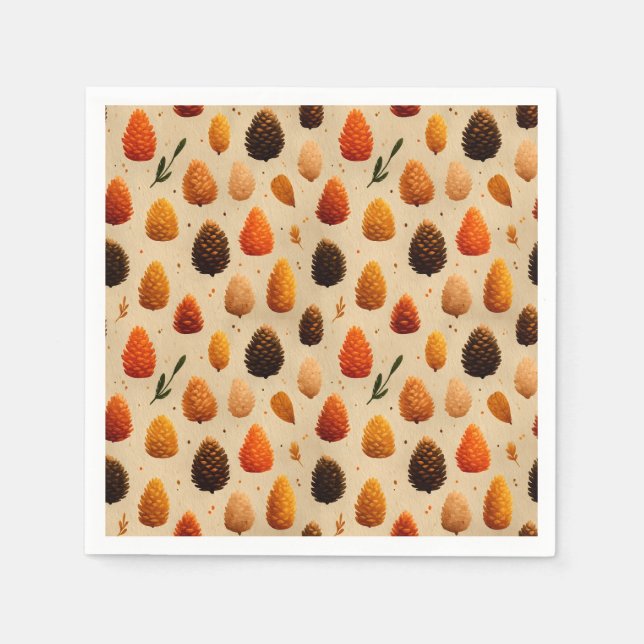 Warm Winter Pinecones Mönster Pappersservett (Framsidan)