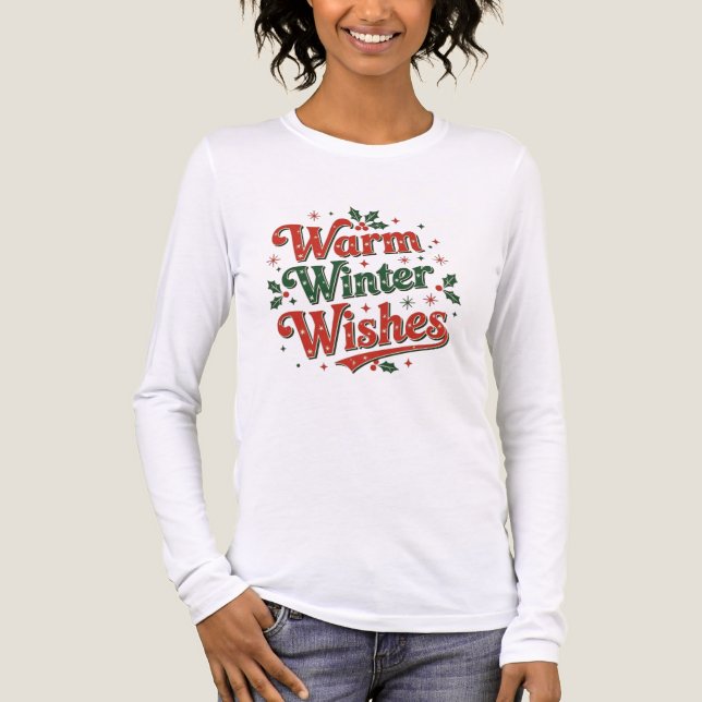Warm winter wishesminimal chic Santa christmas tee (Framsida)