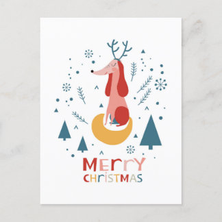  Warm wish Cute Dog Postcard in Christmas Vykort