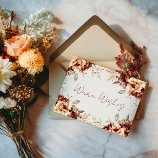 Warm Wishes Autumn Floral Frame Card Kort