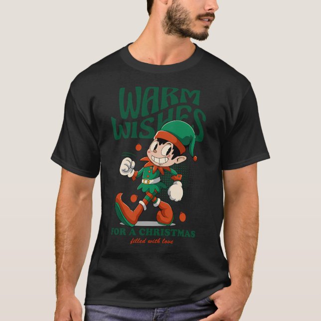 Warm Wishes Christmas T Shirt (Framsida)