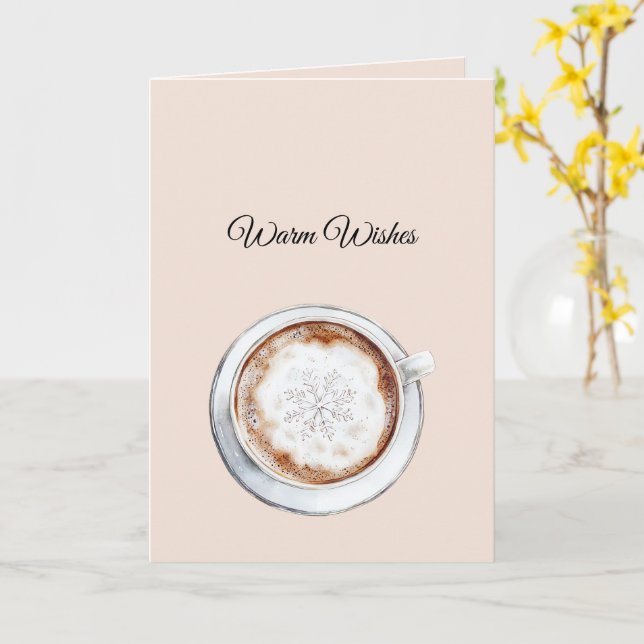 Warm Wishes Cocoa Snowflake Christmas Kort (Gul blomma)