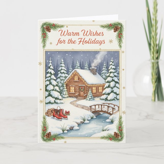 Warm Wishes for the Holidays Folded Greeting Card Kort (Framsida)