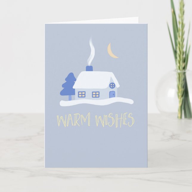 Warm Wishes Happy Holidays Christmas Winter Scene Kort (Framsida)