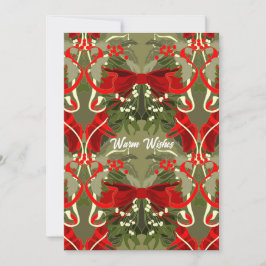 Warm Wishes Nostalgic Mistletoe & Holly Christmas Julkort