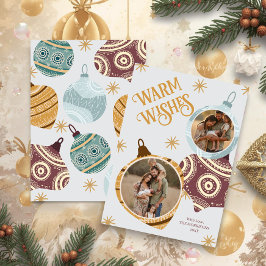 Warm Wishes Personalized Modern Ornament Julkort