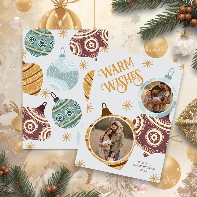 Warm Wishes Personalized Modern Ornament Julkort (Warm Wishes Personalized Modern Ornament Holiday Card)