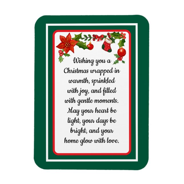Warm wishes poinsettia christmas card magnet (Vertikal)