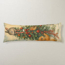 Warm woodland bunny christmas festive winter kroppskudde