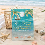 Warmer Wonderland Tropical Beach jul<br><div class="desc">Det tropiska temat fotjokertecken har en månljusstrand med strand och avlyssningssand, handflatan träd, och en frakt som seglar i havet. Texterna är i "Winter Wonderlands" melodi, men med en tropisk tvist som säger: "Seashells ring, lyssnar du? — På stranden snurrar sand - En vacker syn, vi är lycklig i kväll...</div>