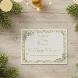 Warmest Wishes Elegant Gold and Sage Holiday Postc Vykort