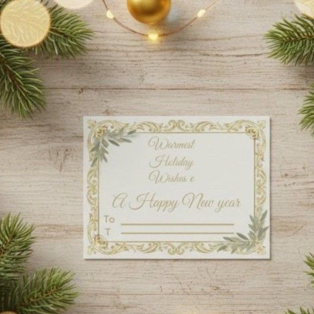 Warmest Wishes Elegant Gold and Sage Holiday Postc Vykort (Skapare uppladdad)