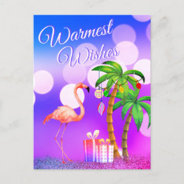 Warmest Wishes Flamingo Tropical Beach Christmas Helg Vykort