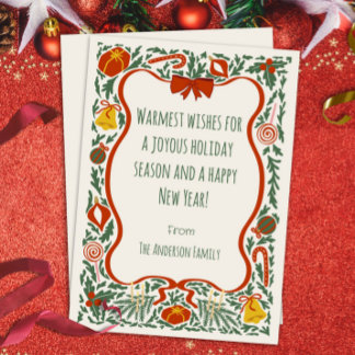 Warmest Wishes Flat Holiday Card Julkort