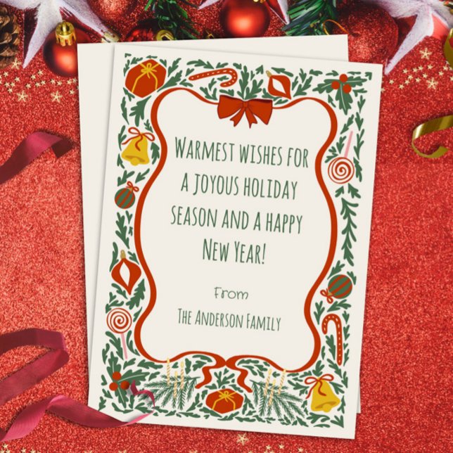 Warmest Wishes Flat Holiday Card Julkort (Skapare uppladdad)