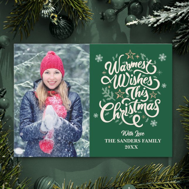 Warmest Wishes This Christmas Cute Family Photo Julkort (Skapare uppladdad)