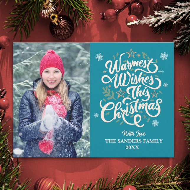 Warmest Wishes This Christmas Cute Family Photo Julkort (Skapare uppladdad)