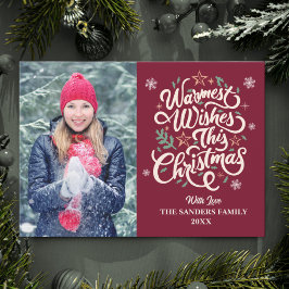 Warmest Wishes This Christmas Cute Family Photo Julkort
