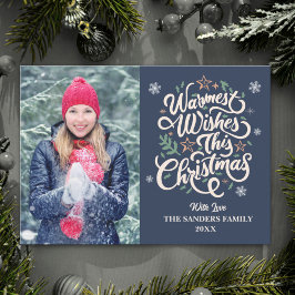 Warmest Wishes This Christmas Cute Family Photo Julkort