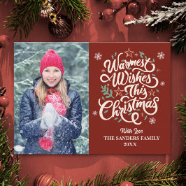 Warmest Wishes This Christmas Cute Family Photo Julkort