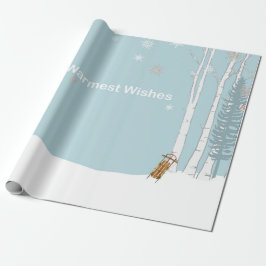 Warmest Wishes Winter Forest with Sled and Snow Presentpapper