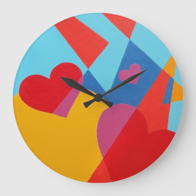 Warmth and Joy Red Abstract Round Clock Stor Klocka (Framsida)