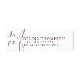 Warmth Beige Monogrammed skript Adress Returadress Etikett