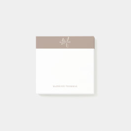 Warmth Beige Monogrammed skript Post-it Block