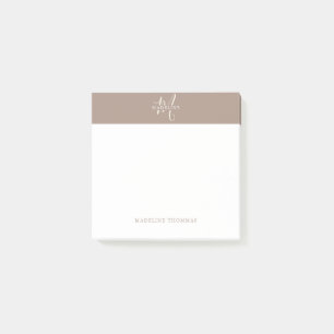 Warmth Beige Monogrammed skript Post-it Block