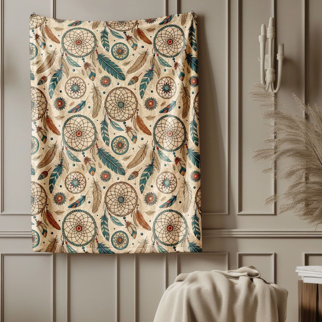 Warmth Stil Cultural Tribal Native Dreamcatcher Fleecefilt (Warmth Style Cultural Tribal Native dreamcatcher Fleece Blanket)