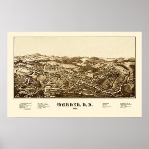 Warner, NH Panoramic Karta - 1887 Poster