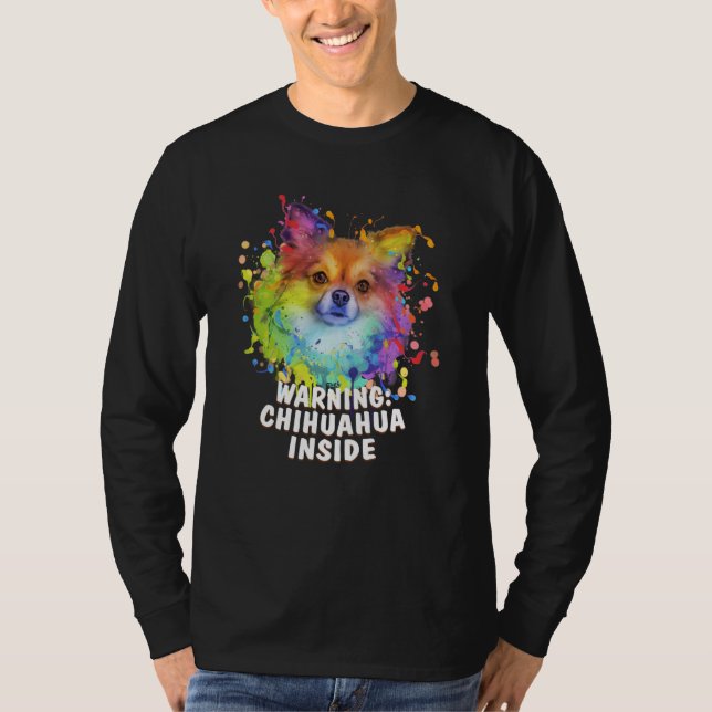Warning Chihuahua Inside Chiwawa Humor Toy Breed   T Shirt (Framsida)