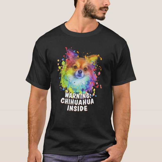 Warning Chihuahua Inside Chiwawa Humor Toy Breed   T Shirt (Framsida)