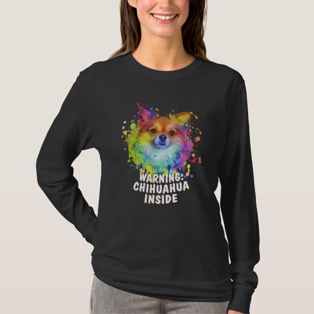 Warning Chihuahua Inside Chiwawa Humor Toy Breed   T Shirt (Framsida)