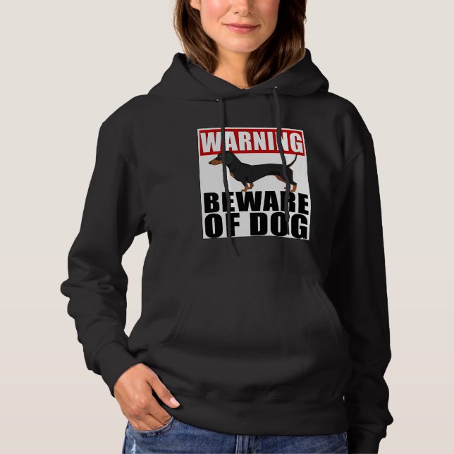 Warning Dachshund Beware Of Dog Sticker Funny  For T Shirt (Framsida)