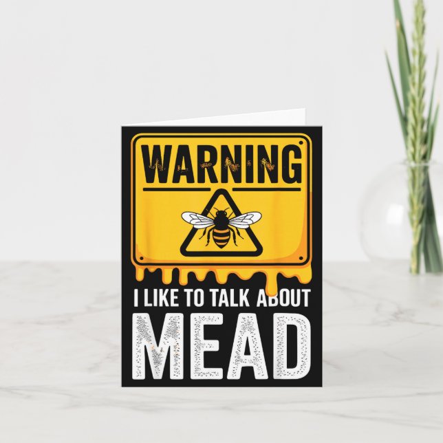 Warning! I Like To Talk About Mead Funny Bar  Kort (Framsida)