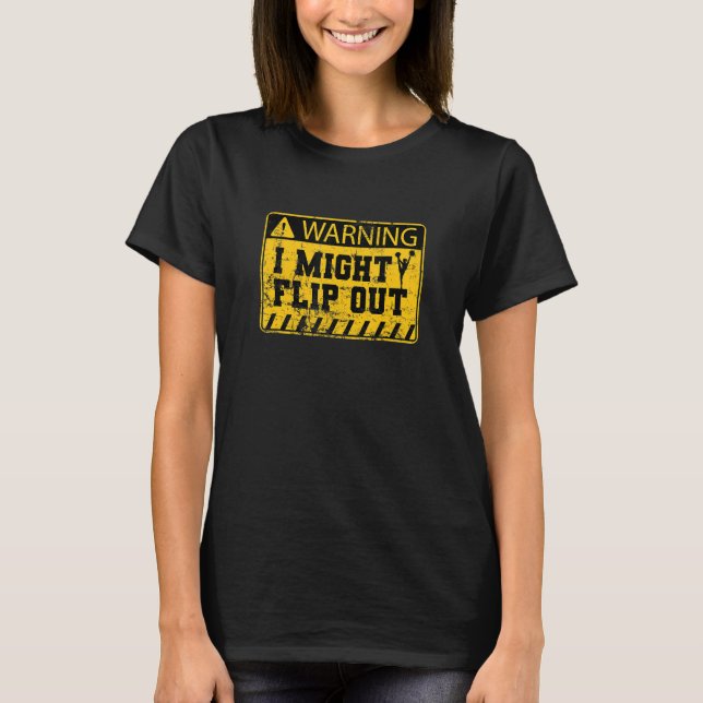 Warning I Might Flip Out Cheerleader Sports Gymnas T Shirt (Framsida)