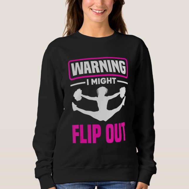 Warning I Might Flip Out   Cheerleading Cheerleade T Shirt (Framsida)