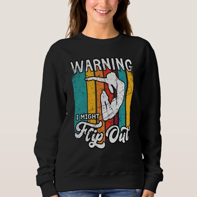 Warning I Might Flip Out Gymnast Gymnastics Pun Ou T Shirt (Framsida)