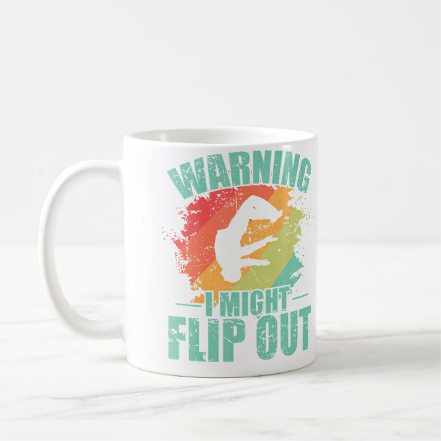 Warning I Might Flip Out Parkour Sport Kaffemugg (Vänster)