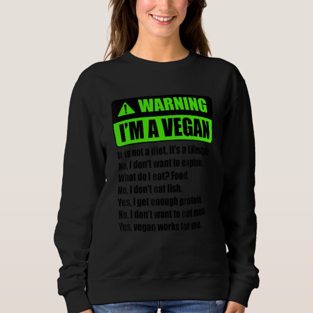 Warning I'm A Vegan It's A Lifestyle Funny Vegan V T Shirt (Framsida)