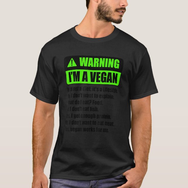 Warning I'm A Vegan It's A Lifestyle Funny Vegan V T Shirt (Framsida)