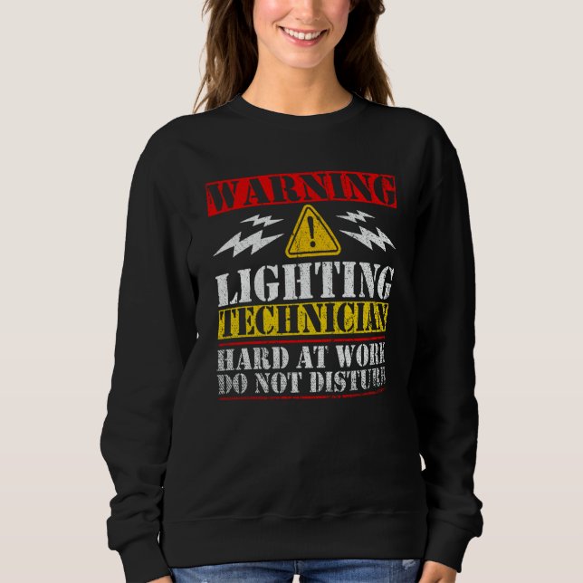 Warning Lightning Technician at Work Do Not Distur T Shirt (Framsida)